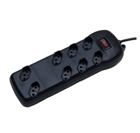 FILTRO DE LINHA QUALITRONIX 8 TOMADAS CIRCUIT BREAKER PRETO 