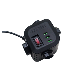 FILTRO DE LINHA QUALITRONIX TORRE 4 TOMADAS C/USB CIRCUIT BREAKER PRETO 