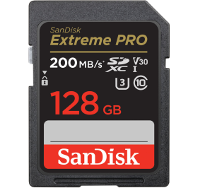 CARTÃO DE MEMORIA CAMERA 128GB SDXC EXTREME PRO SANDISK 200MB/S