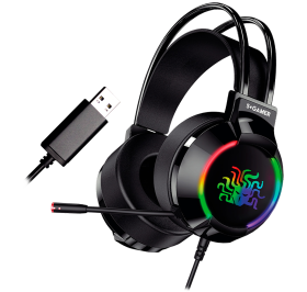 FONE USB COM MICROFONE GAMER 7.1 RGB 5+ PRETO W5-2000