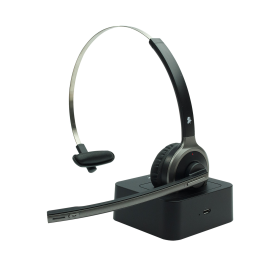 FONE HEADSET OFFICE SEM FIO MICROFONE BLUETOOTH 5+ PRETO COM BASE HS-202