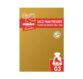 SACO PARA PRESENTE SOFT COLOR 50X70CM OURO PT C/25 CROMUS