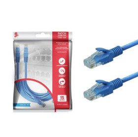 CABO DE REDE PATCH CORD CAT.5E 15MT AZUL 5+ 018-1066