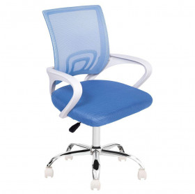 CADEIRA ESCRITORIO PCTOP OFFICE FIT 1001 BRANCA/AZUL SUPORTA 120KG 