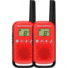 RADIO COMUNICADOR MOTOROLA T110BR 25KM 26 CANAIS VERMELHO/PRETO - SEM PILHAS