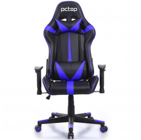 CADEIRA GAMER PCTOP SUPER SE1015 AZUL RECLINAVEL ALMOFADAS PESCOÇO E LOMBAR