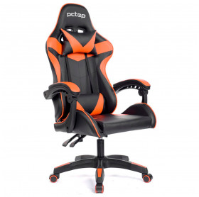 CADEIRA GAMER PCTOP STRIKE SE1005 LARANJA RECLINAVEL ALMOFADAS PESCOÇO E LOMBAR