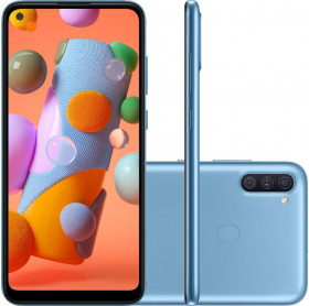 APARELHO CELULAR SAMSUNG A11 AZUL 64GB 13MP 5MP DUAL CAM TRIPLA 