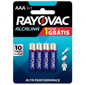 PILHA ALCALINA AAA C/4 RAYOVAC 1.5V AAA-LR3-AM4