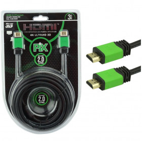 CABO HDMI-M PARA HDMI-M PIX VS.2.0 PLUS 4K 3MT C/FILTRO PTO/VERDE