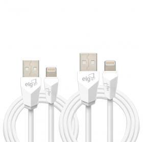 KIT CABO USB PARA LIGHTNING ELG C/ 1 MT + 2 MT BRANCO CMB812WH