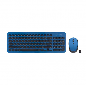 TECLADO E MOUSE SEM FIO PRETO TECLAS REDONDAS MULTILASER TC233 PTO/AZUL