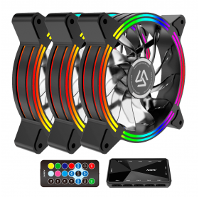 KIT COOLER GABINETE 3 FANS 120X25MM RGB ALSEYE HALO 4.0 COM CONTROLADORA