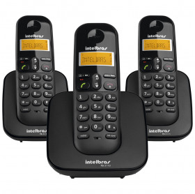 TELEFONE SEM FIO INTELBRAS TS 3113 COM ID + 2 RAMAIS PRETO