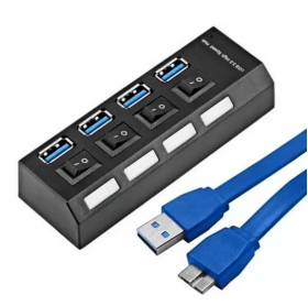 HUB USB 3.0 4 PORTAS C/ BOTAO LIG/DES GVBRASIL HUB.818