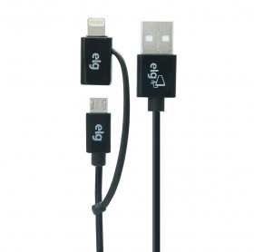 CABO USB 2 EM 1 LIGHTNING APPLE/MICRO USB ELG 1MT M8510 - HOMOLOGADO          