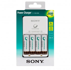 CARREGADOR DE PILHAS SONY AA/AAA BCG-34HH4GN C/ 4 PILHAS AA 2500MAH