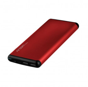 BATERIA PORTATIL 12000MAH ARGOM ALUMINUM 2 USB 5V/2.1A VERMELHA ARG-PB-1150RD