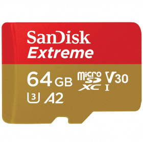 CARTÃO DE MEMORIA 64GB MICRO SDHC EXTREME SANDISK C/ ADAPTADOR SDSQXA2-064G-GN6A