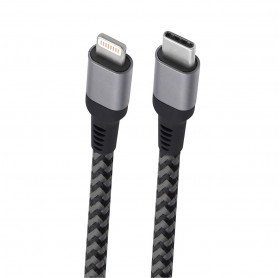 CABO USB LIGHTNING PARA USB-C GEONAV PRETO/CINZA 1.5MT LIUC01 - SMARTPHONES