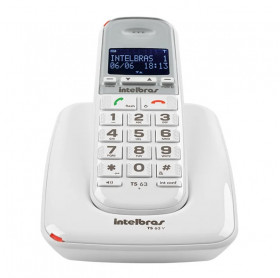 TELEFONE SEM FIO COM ID CHAMADAS E VIVA VOZ BRANCO INTELBRAS TS63V