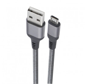 CABO USB PARA MICRO USB GEONAV ESSENTIAL NYLON 1 MT ESMISG CINZA - SMARTPHONES