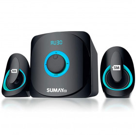 CAIXA DE SOM 2.1 SUMAY SM-CS3313B 42W RMS BLUETOOTH SD/USB/FM PRETA/AZUL 