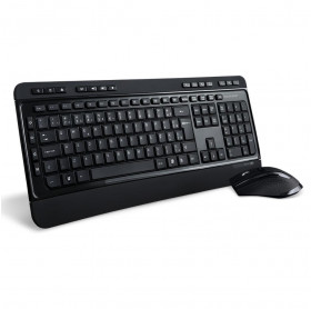 TECLADO E MOUSE SEM FIO MULTIMIDIA MULTILASER PRETO TC215 