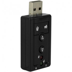 PLACA DE SOM USB 2.0 7.1 COM P2 FONE/MICROFONE PRETA 