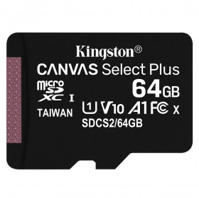 CARTÃO DE MEMORIA 64GB MICRO SD KINGSTON CANVAS C/ ADAPTADOR CLASSE 10 - 100MB/S