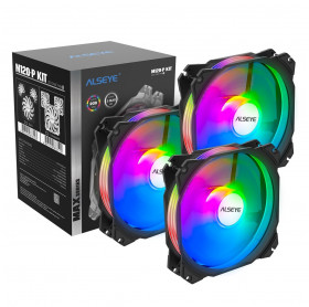 KIT COOLER GABINETE 3 FANS 120X25MM RGB ALSEYE M120-P KIT PRETO MAX SERIES