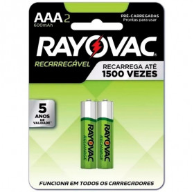 PILHA RECARREGAVEL AAA C/2 RAYOVAC 600MAH LD724-2BR