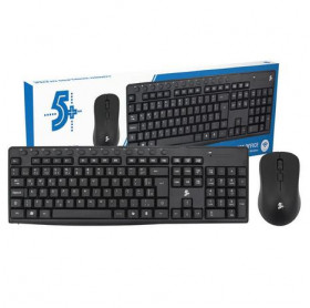 TECLADO E MOUSE SEM FIO 5+ MULTIMIDIA PRETO - SEM PILHA