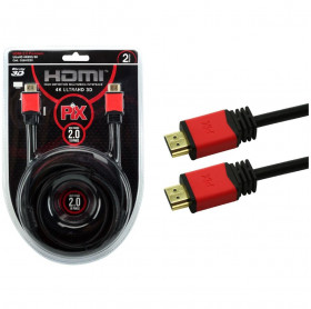 CABO HDMI-M PARA HDMI-M PIX VS.2.0 PLUS 4K 2MT C/FILTRO PTO/VERMELHO