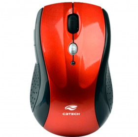 MOUSE SEM FIO M-W012 II C3 TECH OPTICO 800/1600 DPI VERMELHO/PRETO              