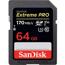 CARTÃO DE MEMORIA 64GB SDXC EXTREME PRO SANDISK 170MB/S SDSDXXY-064G-GN4IN