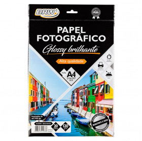 PAPEL FOTOGRAFICO A4 BRW GLOSSY BRILHANTE 180G 50 FOLHAS  