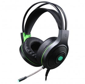FONE DE OUVIDO C/MICROFONE USB GAMER HOOPSON F-101-VD PRETO LED VERDE