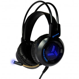 FONE DE OUVIDO C/MICROFONE USB GAMER HOOPSON F-100-AZ PRETO LED AZUL 