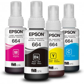 KIT REFIL DE TINTA EPSON T664 PRETO/COLORS T664520 L365 L375 L395 L575 L1300 