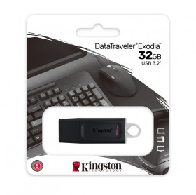 PEN DRIVE 32GB KINGSTON EXODIA USB 3.2 PRETO DTX/32GB