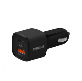 CARREGADOR VEICULAR PHILIPS PD18W+ 1 USB/1 USB-C PRETO DLP2558/97