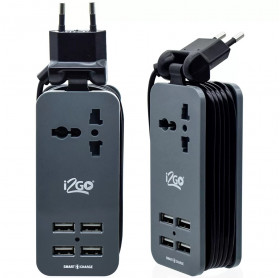 EXTENSAO DE TOMADAS I2GO 4 USB 2.4A + TOMADA UNIVERSAL I2GOTH700