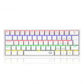 TECLADO USB MINI GAMER REDRAGON FIZZ RAINBOW MECANICO K617-R-W PT-BROWN BRANCO