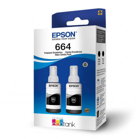 KIT REFIL DE TINTA EPSON T664 C/2 REFIS PRETO T664120 L365 L375 L395 L575 L1300 