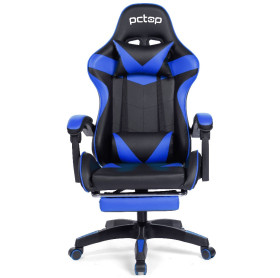 CADEIRA GAMER PCTOP RACER SE1006 AZUL PESCOÇO E LOMBAR APOIO DE PES