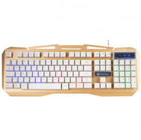 TECLADO USB GAMER HOOPSON TPC-059 BACKLIGHT BRANCO/DOURADO 