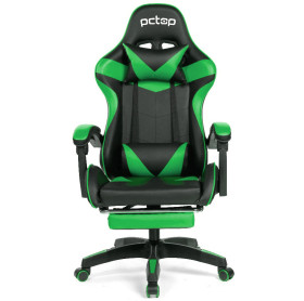 CADEIRA GAMER PCTOP RACER SE1006 VERDE PESCOÇO E LOMBAR APOIO DE PES