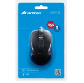 MOUSE USB FORTREK OM-103BK 1600DPI PRETO 