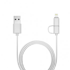 CABO 2 EM 1 LIGHTNING/MICRO USB 1MT PLUSCABLE BRANCO USB-UL3000WH - HOMOLOGADO 